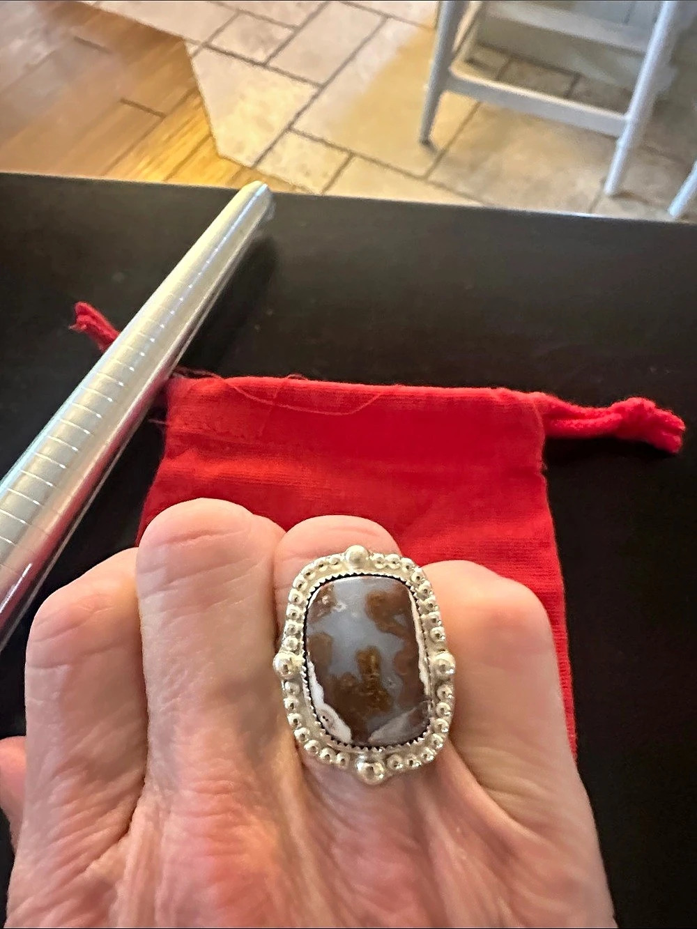 Silver ring with stone